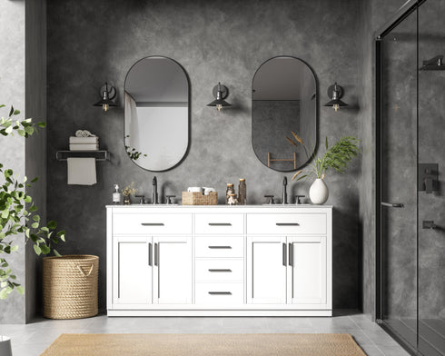 Elegant Lighting Alden Vanity Cabinet 4Dr5Dw 72 Inch W x 22 Inch D x 35 Inch H in White Model: VF29772DWH