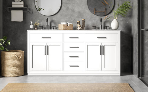 Elegant Lighting Alden Vanity Cabinet 4Dr5Dw 72 Inch W x 22 Inch D x 35 Inch H in White Model: VF29772DWH