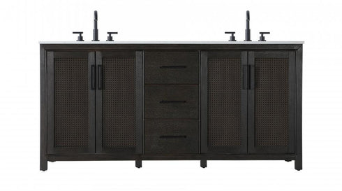 Elegant Lighting Alina 72 inch Double Bathroom Vanity in Chocolate Oak Model: VF29572DCO