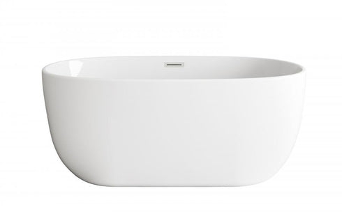 Elegant Lighting Allegra 54 inch Soaking Bathtub in Glossy White with Brushed Gold Trim Model: BT10754GW-BGD