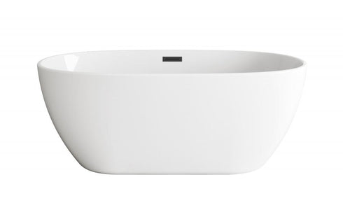 Elegant Lighting Allegra 59 inch Soaking Bathtub in Glossy White with Brushed Gold Trim Model: BT10759GW-BGD