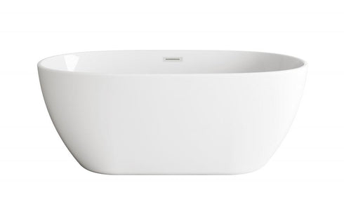 Elegant Lighting Allegra 59 inch Soaking Bathtub in Glossy White with Brushed Gold Trim Model: BT10759GW-BGD