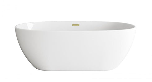 Elegant Lighting Allegra 67 inch Soaking Bathtub in Glossy White with Brushed Gold Trim Model: BT10767GW-BGD