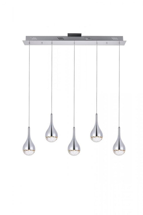 Elegant Lighting Amherst Collection LED 5 Light chandelier 34 Inch x 4 Inch x 9 Inch chrome finish Model: 3805D33C