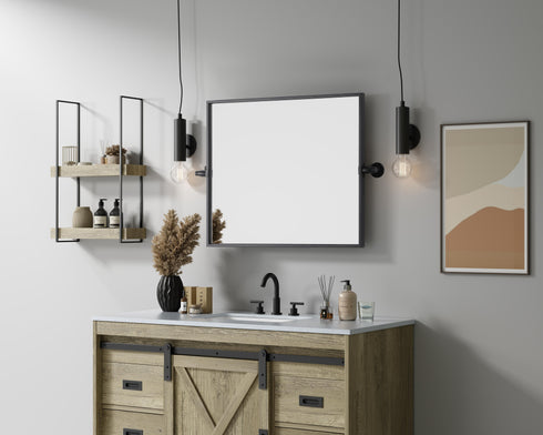 Elegant Lighting Amoura Metal Frame Mirror 20 Inch W x 24 Inch H in Black Model: MR6H2024BLK
