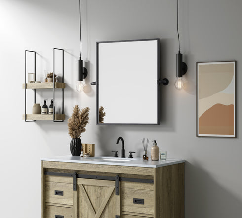 Elegant Lighting Amoura Metal Frame Mirror 20 Inch W x 24 Inch H in Black Model: MR6H2024BLK
