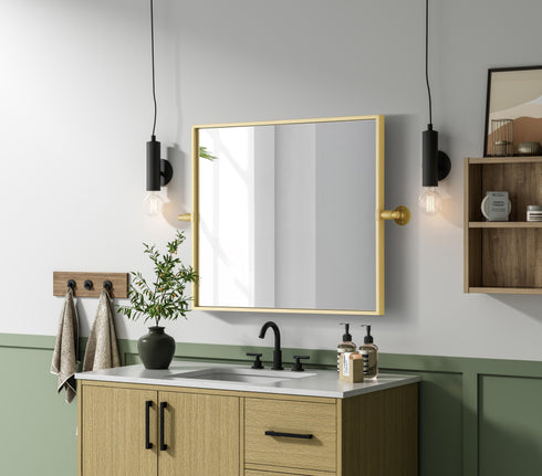 Elegant Lighting Amoura Metal Frame Mirror 20 Inch W x 24 Inch H in Brass Model: MR6H2024BRA