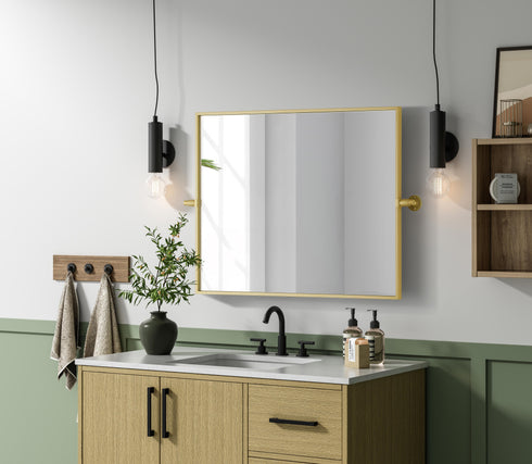 Elegant Lighting Amoura Metal Frame Mirror 24 Inch W x 30 Inch H in Brass Model: MR6H2430BRA
