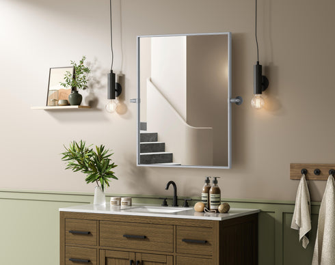 Elegant Lighting Amoura Metal Frame Mirror 24 Inch W x 30 Inch H in Silver Model: MR6H2430SIL