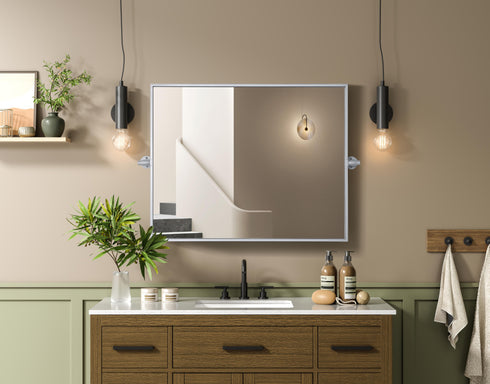 Elegant Lighting Amoura Metal Frame Mirror 24 Inch W x 30 Inch H in Silver Model: MR6H2430SIL