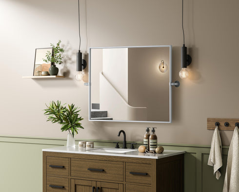 Elegant Lighting Amoura Metal Frame Mirror 24 Inch W x 30 Inch H in Silver Model: MR6H2430SIL