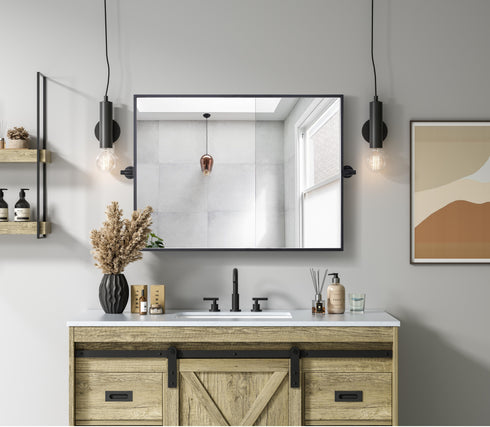 Elegant Lighting Amoura Metal Frame Mirror 24 Inch W x 32 Inch H in Black Model: MR6H2432BLK