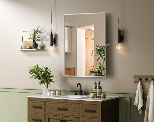 Elegant Lighting Amoura Metal Frame Mirror 24 Inch W x 32 Inch H in Silver Model: MR6H2432SIL