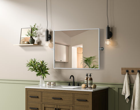 Elegant Lighting Amoura Metal Frame Mirror 24 Inch W x 32 Inch H in Silver Model: MR6H2432SIL