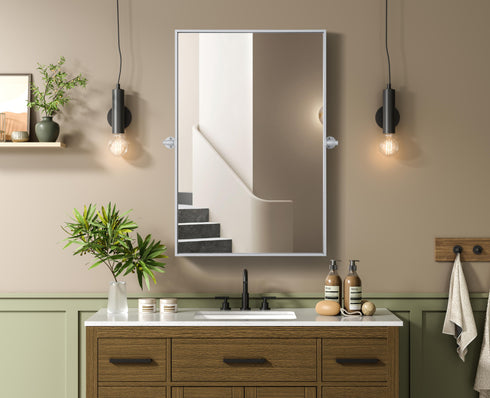 Elegant Lighting Amoura Metal Frame Mirror 24 Inch W x 36 Inch H in Silver Model: MR6H2436SIL