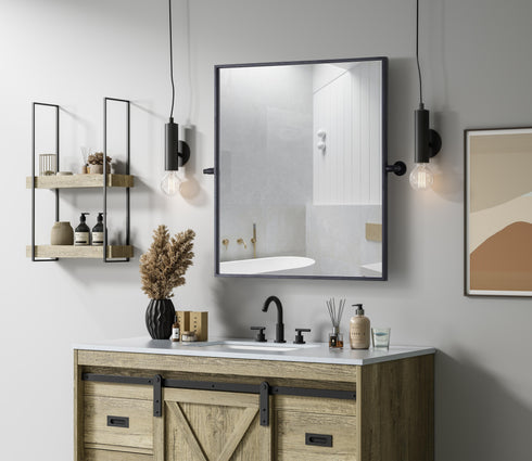 Elegant Lighting Amoura Metal Frame Mirror 27 Inch W x 30 Inch H in Black Model: MR6H2730BLK