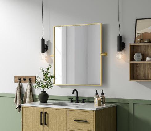 Elegant Lighting Amoura Metal Frame Mirror 27 Inch W x 30 Inch H in Brass Model: MR6H2730BRA