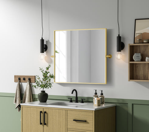 Elegant Lighting Amoura Metal Frame Mirror 27 Inch W x 30 Inch H in Brass Model: MR6H2730BRA