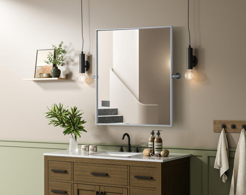 Elegant Lighting Amoura Metal Frame Mirror 27 Inch W x 30 Inch H in Silver Model: MR6H2730SIL