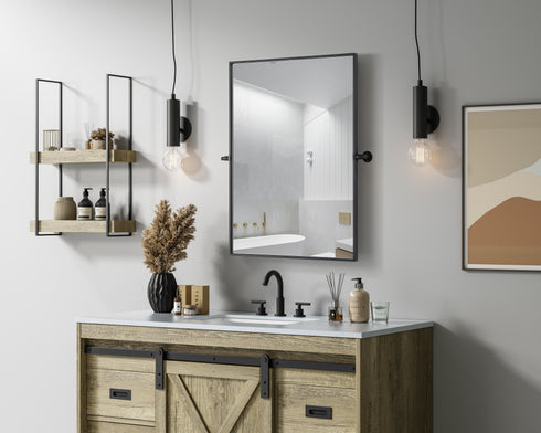 Elegant Lighting Amoura Metal Frame Mirror 27 Inch W x 36 Inch H in Black Model: MR6H2736BLK