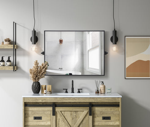 Elegant Lighting Amoura Metal Frame Mirror 27 Inch W x 36 Inch H in Black Model: MR6H2736BLK