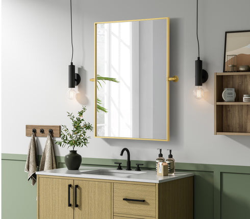 Elegant Lighting Amoura Metal Frame Mirror 27 Inch W x 36 Inch H in Brass Model: MR6H2736BRA