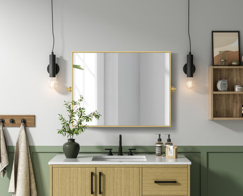 Elegant Lighting Amoura Metal Frame Mirror 27 Inch W x 36 Inch H in Brass Model: MR6H2736BRA