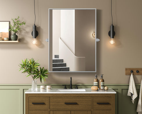Elegant Lighting Amoura Metal Frame Mirror 27 Inch W x 36 Inch H in Silver Model: MR6H2736SIL