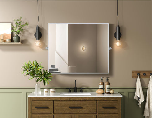 Elegant Lighting Amoura Metal Frame Mirror 30 Inch W x 36 Inch H in Silver Model: MR6H3036SIL