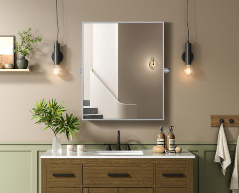 Elegant Lighting Amoura Metal Frame Mirror 30 Inch W x 36 Inch H in Silver Model: MR6H3036SIL