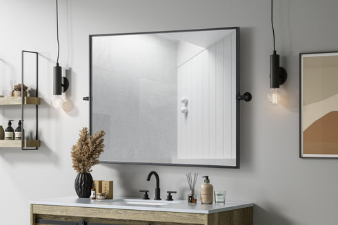 Elegant Lighting Amoura Metal Frame Mirror 40 Inch W x 30 Inch H in Black Model: MR6H4030BLK