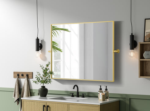 Elegant Lighting Amoura Metal Frame Mirror 40 Inch W x 30 Inch H in Brass Model: MR6H4030BRA