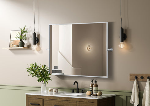 Elegant Lighting Amoura Metal Frame Mirror 40 Inch W x 30 Inch H in Silver Model: MR6H4030SIL