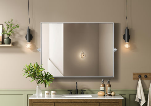 Elegant Lighting Amoura Metal Frame Mirror 40 Inch W x 30 Inch H in Silver Model: MR6H4030SIL