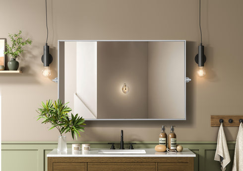 Elegant Lighting Amoura Metal Frame Mirror 48 Inch W x 30 Inch H in Silver Model: MR6H4830SIL