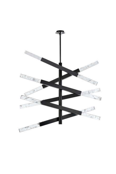 Elegant Lighting Ari 12 Light Pendant L48 Inch H36 Inch L12 Black in Black and Clear Finish Model: 2085L6BK