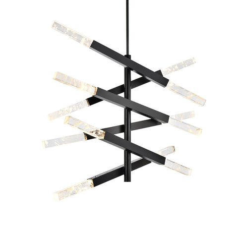 Elegant Lighting Ari 12 Light Pendant L48 Inch H36 Inch L12 Black in Black and Clear Finish Model: 2085L6BK
