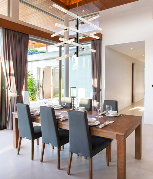 Elegant Lighting Ari 12 Light Pendant L48 Inch H36 Inch L12 Chrome in Chrome and Clear Finish Model: 2085L6C