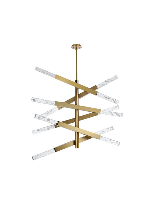 Elegant Lighting Ari 12 Light Pendant L48 Inch H36 Inch L12 Satin Gold in Satin Gold and Clear Finish Model: 2085L6SG