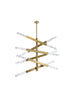 Elegant Lighting Ari 12 Light Pendant L48 Inch H36 Inch L12 Satin Gold in Satin Gold and Clear Finish Model: 2085L6SG