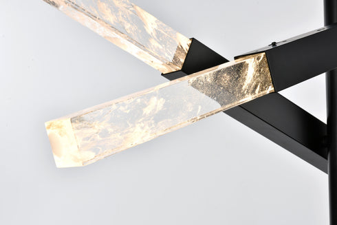 Elegant Lighting Ari 6 Light Pendant L48 Inch H19 Inch L6 Black in Black and Clear Finish Model: 2085L3BK