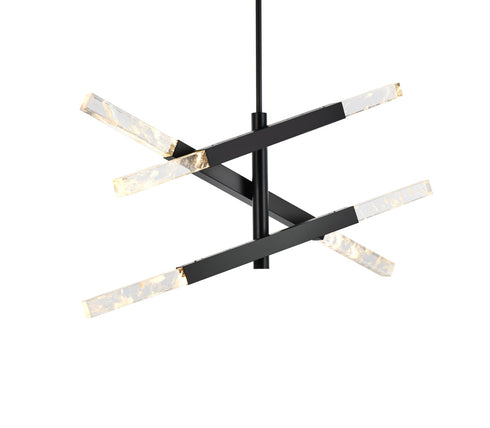 Elegant Lighting Ari 6 Light Pendant L48 Inch H19 Inch L6 Black in Black and Clear Finish Model: 2085L3BK