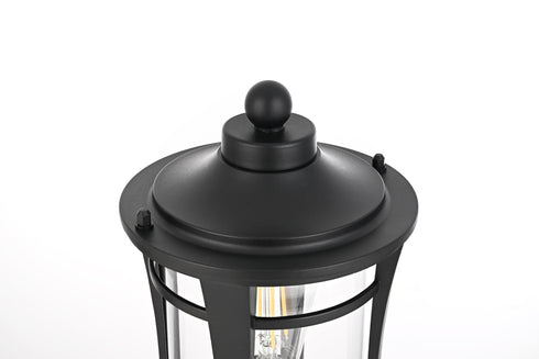 Elegant Lighting Artemis 13 inch Outdoor Post light in Black in Black and Clear Finish Model: OD609P13BK
