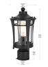Elegant Lighting Artemis 13 inch Outdoor Post light in Black in Black and Clear Finish Model: OD609P13BK