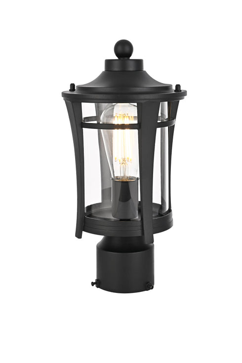 Elegant Lighting Artemis 13 inch Outdoor Post light in Black in Black and Clear Finish Model: OD609P13BK