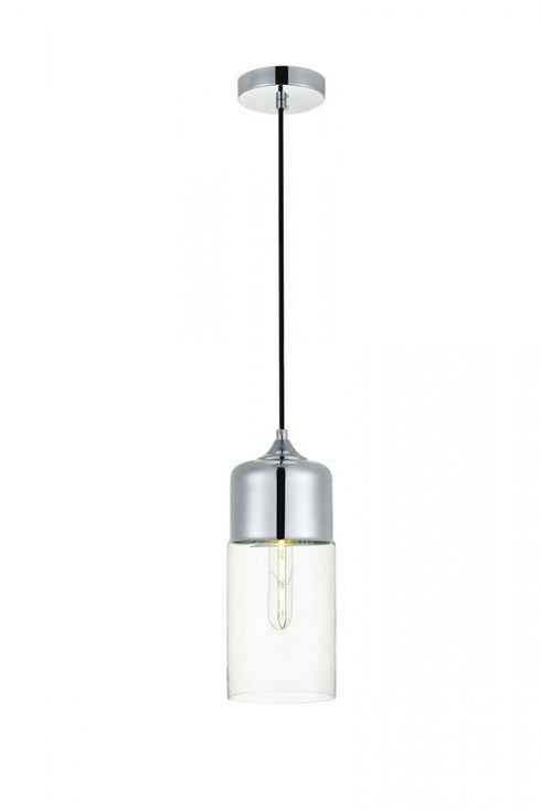 Elegant Lighting Ashwell 1 Light Black Pendant With Clear Glass in Black and Clear Finish Model: LD2240BK