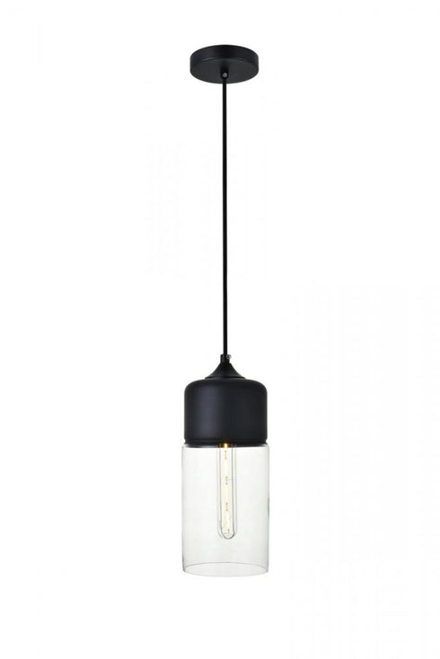 Elegant Lighting Ashwell 1 Light Black Pendant With Clear Glass in Black and Clear Finish Model: LD2240BK