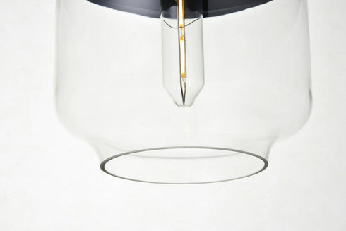 Elegant Lighting Ashwell 1 Light Black Pendant With Clear Glass in Black and Clear Finish Model: LD2241BK