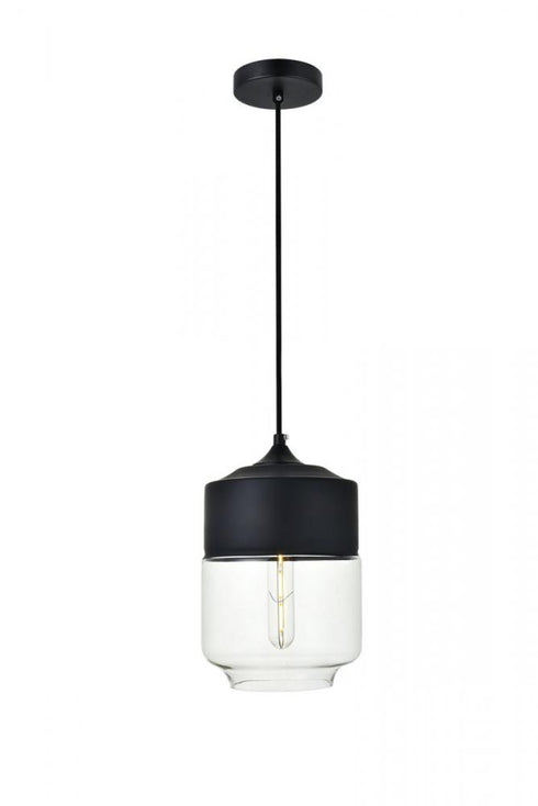Elegant Lighting Ashwell 1 Light Black Pendant With Clear Glass in Black and Clear Finish Model: LD2241BK