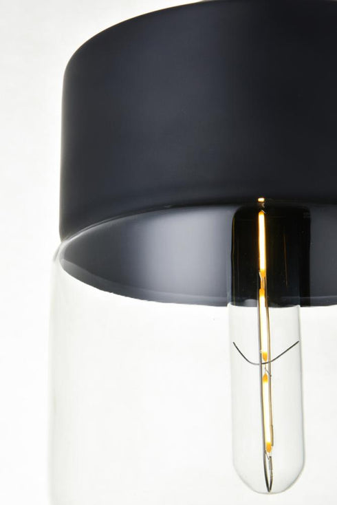 Elegant Lighting Ashwell 1 Light Black Pendant With Clear Glass in Black and Clear Finish Model: LD2241BK